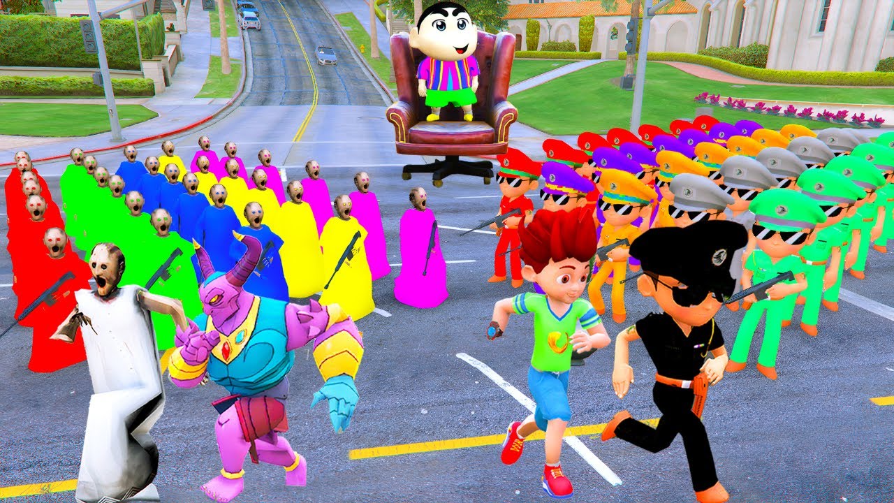 😎👿 1000 Granny Attacked On Little Singham , Shinchan Granny Get Bored 🤣 in Gta 5 Gta5 Gameplay