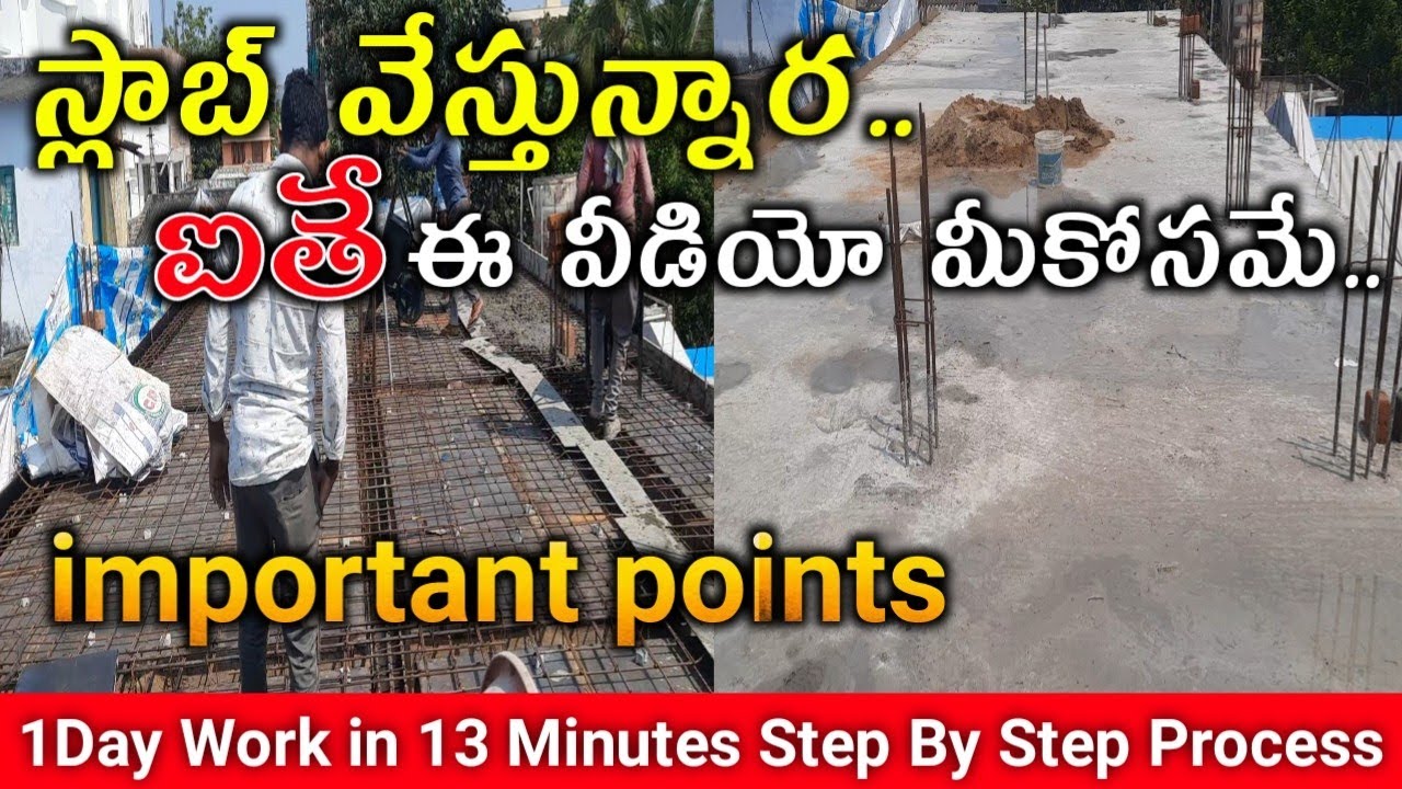 Step By Step Indian SLAB construction process 1000 Sqft Slab Budget Complete 1day work in 13 minutes