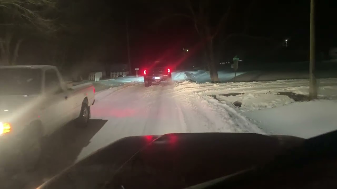 Short tip taking Son in Law to work on the icy roads in the old Jeep