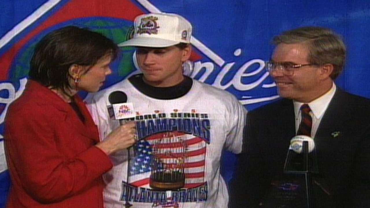 1995 WS Gm6: Glavine is named 1995 World Series MVP