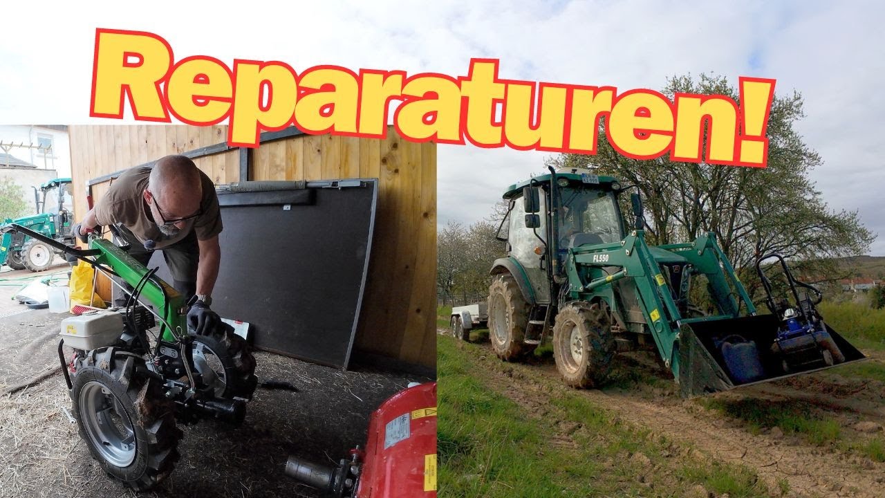 Selbstversorger Vlog Feldweg und neuen Einachser reparieren. I Arbos Traktor Scheppach Rüttelplatte