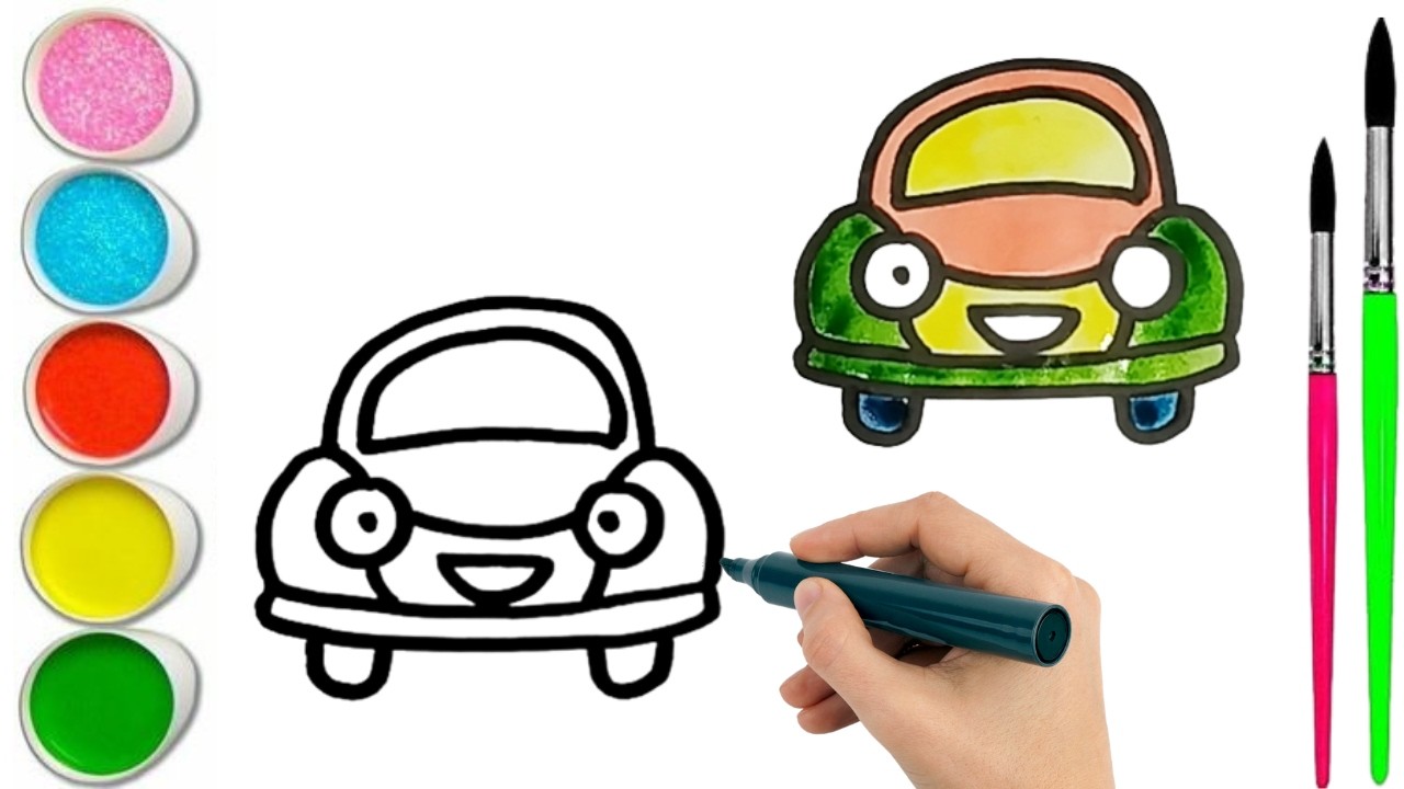 How To Draw  cute Car Drawing, Painting & water Coloring For Kids and Toddlers_🌈🎨