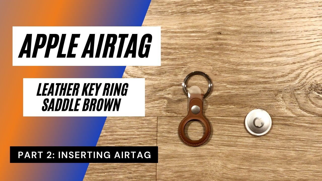 Apple AirTag Leather Key Ring Saddle Brown Insertion