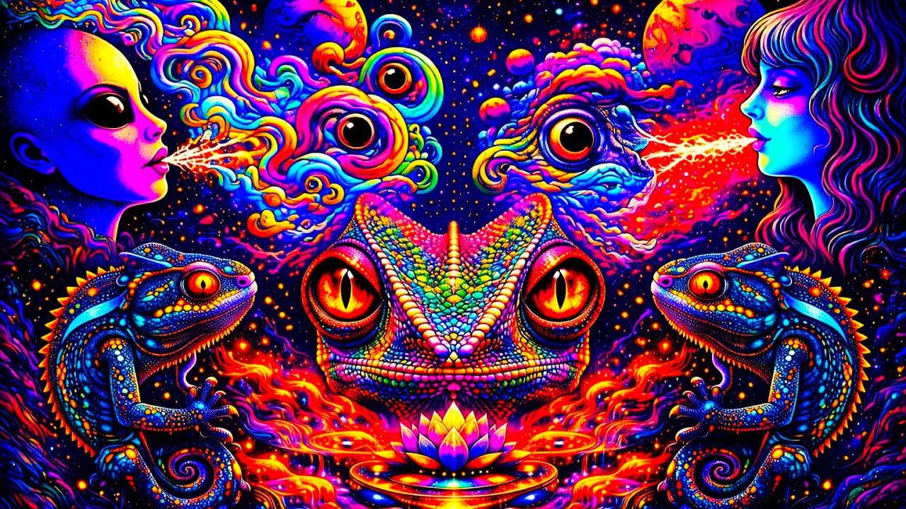 Interdimensional Trip: Neon Fractals & Space Waves