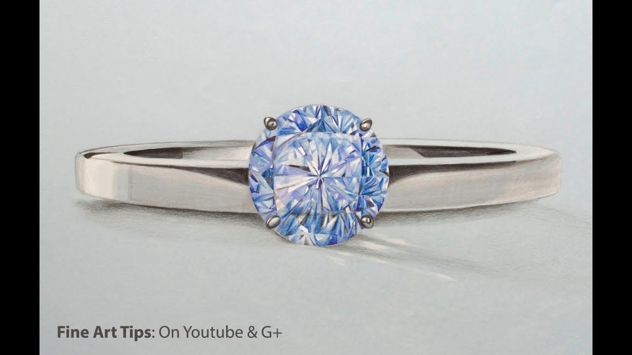 How to Draw a Blue Diamond Ring - Wie man einen blauen Diamant-Ring zeichnet