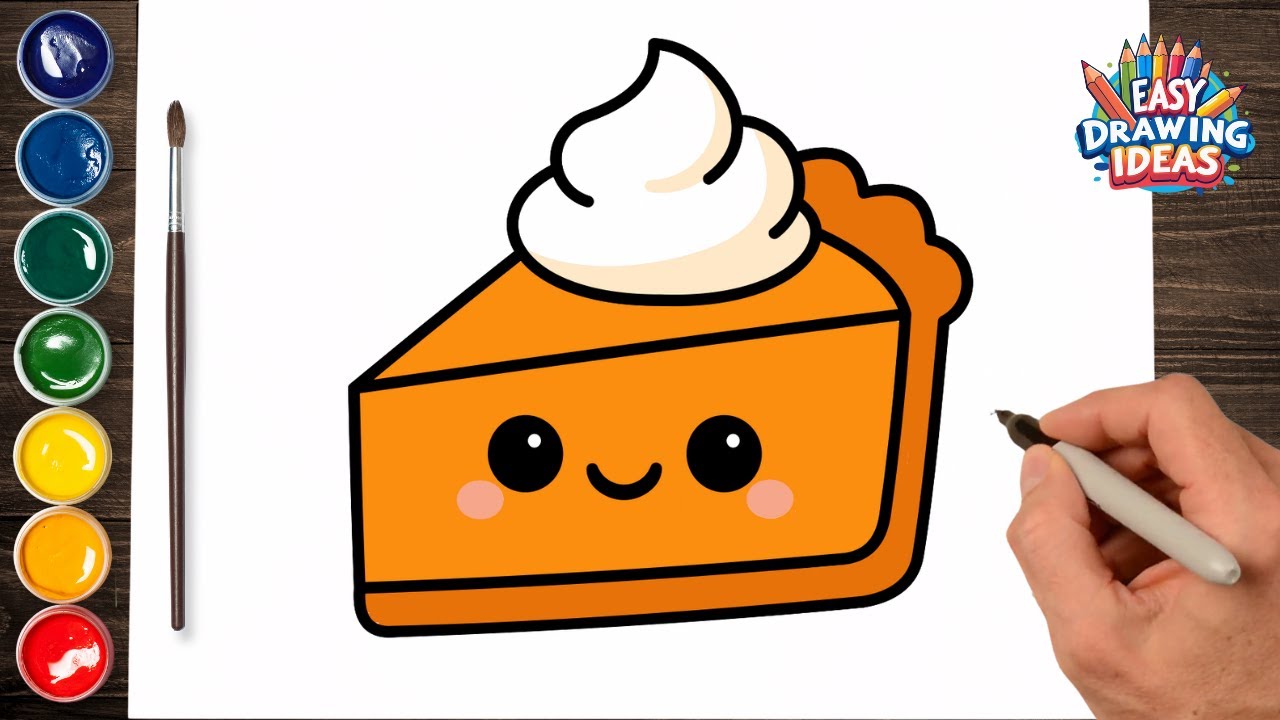 How to Draw a Cute Pumpkin Pie Slice 🥧 - Easy Thanksgiving Drawing for Kids