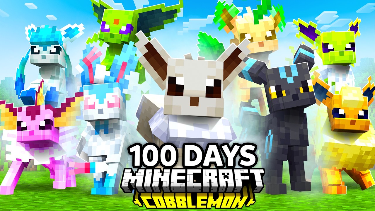 I Spent 100 Days as SHINY EEVEELUTION TRAINER Pok&eacute;mon Minecraft VS. my Rival! (Duos Cobblemon)