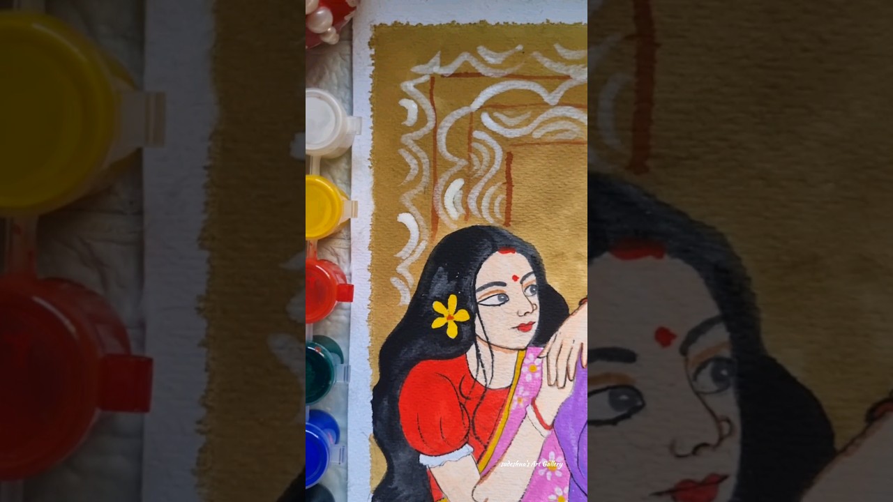 Bengali Couple Drawing 🪷🦢#treanding #drawing #ytshorts #shortsfeed #shorts #watercolor