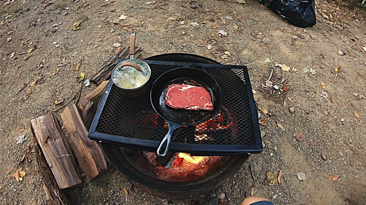 Camp Fire Cooking: Steak in a Cast Iron Skillet