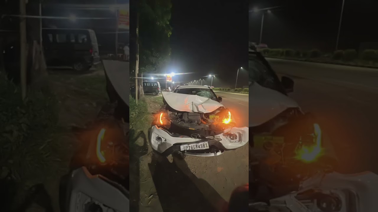 Tata nexon accident with truck at 120+ kmph #suzuki #tatanexon #tata #dzire2024 #nexa #automobile