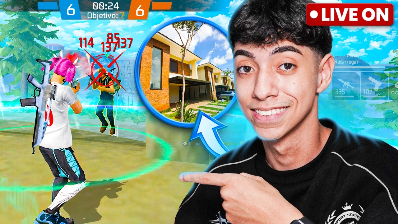 JOGANDO APOSTADO AT&Eacute; COMPRAR MINHA CASA! 🏠💙 FREE FIRE AO VIVO 💙 SPRITEFF