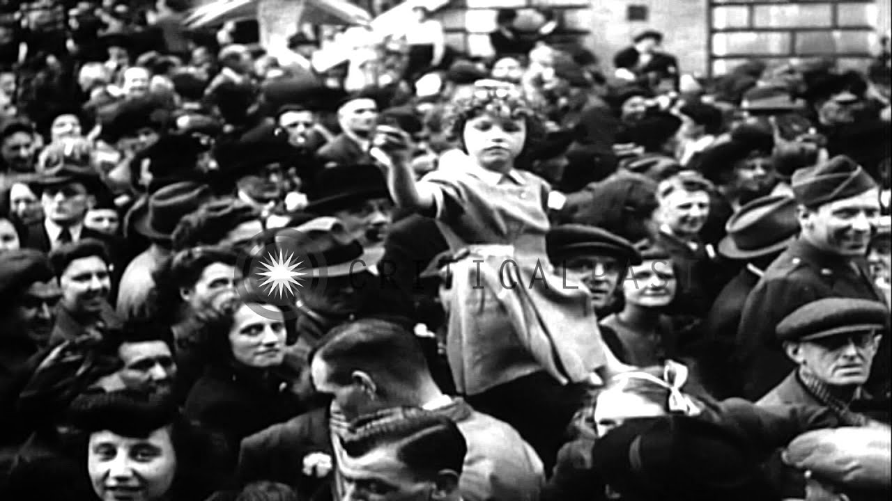 People celebrate the end of World war II in different countries of Europe. HD Stock Footage