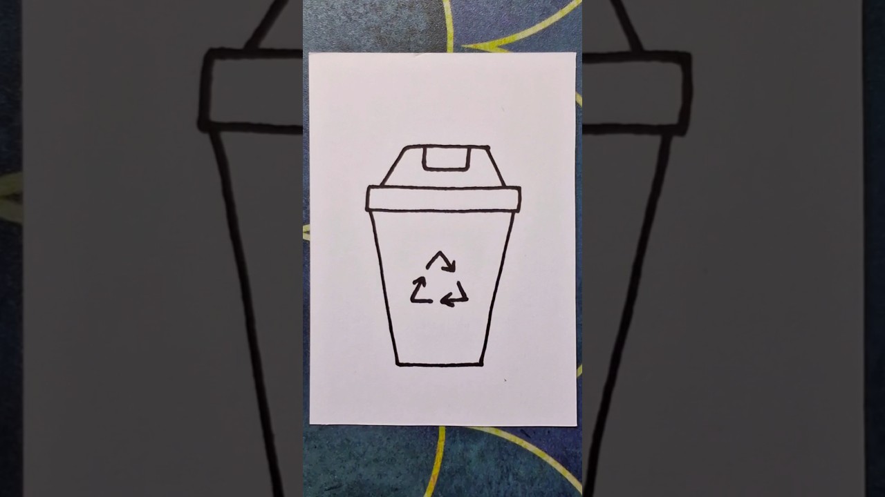 recycle bin drawing,  trash bin drawing,  how to draw a recycle bin