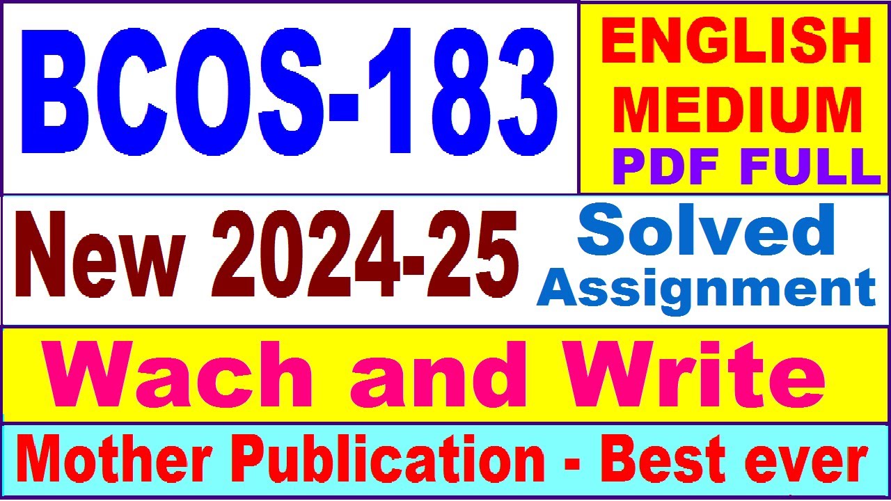 BCOS 183 solved assignment 2024-25 in English || bcos 183 solved assignment 2025 || bcos183 2024-25