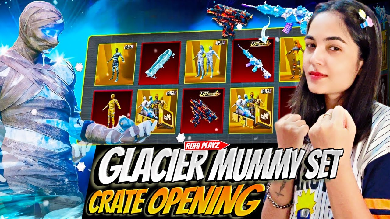 😱 50,000 UC 🤑 GLACIER MUMMY SET CRATE OPENING BGMI 🔥 #mummyset #ruhiplayz #crateopening