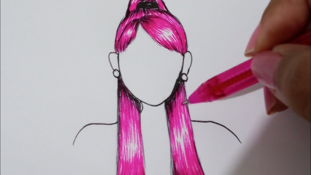 DESENHANDO CABELO AO VIVO COM CANETA DE GEL | Amanda Karla