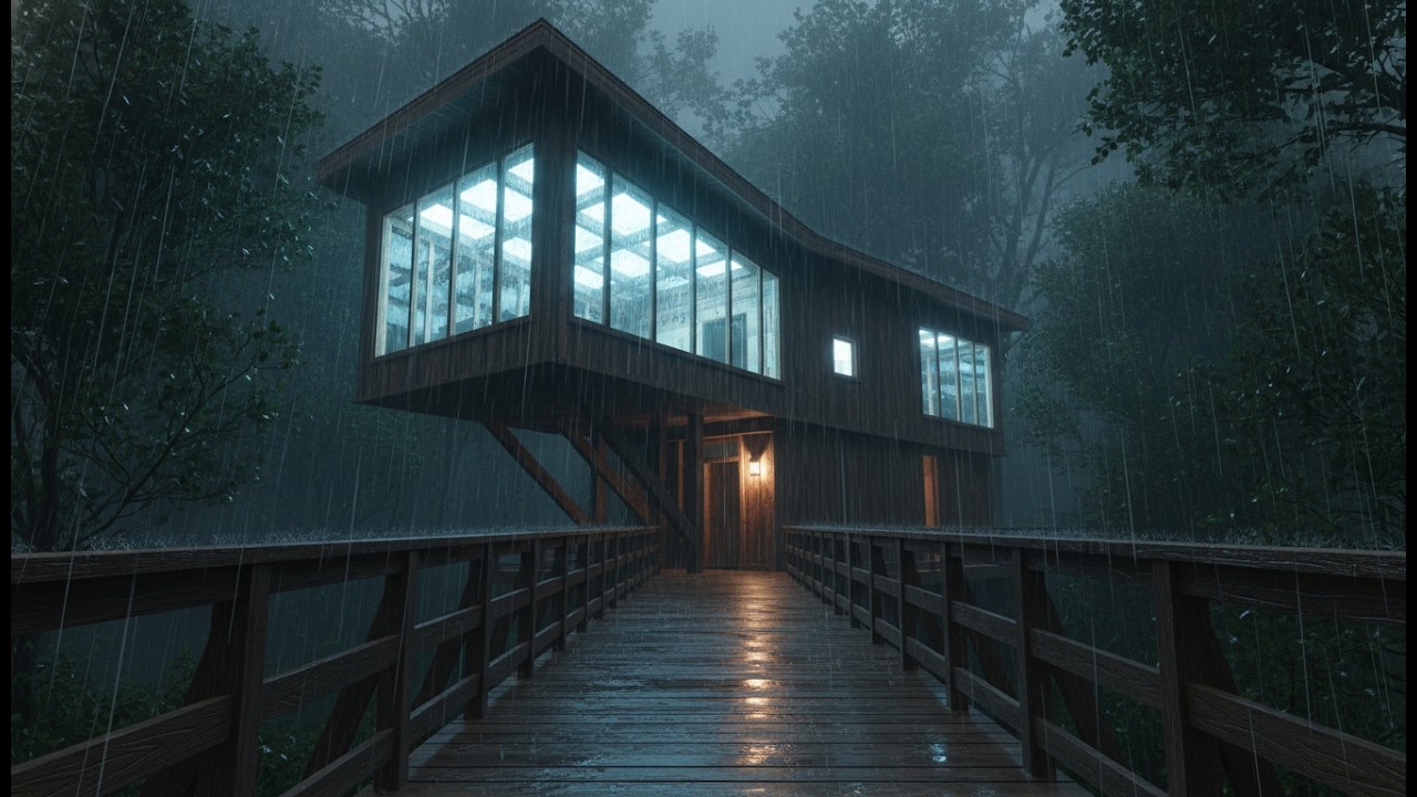 Relaxing Sound ASMR RAIN on Cozy Cabin Rainfall for Deep Sleep in the Woods With Raining 🌲