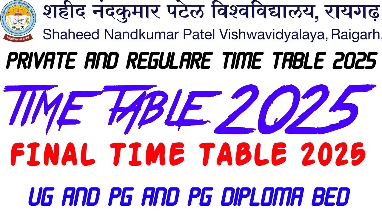 snpv final exam time table 2025 shaheed nandkumar patel university finale time table 2025 snpv exam