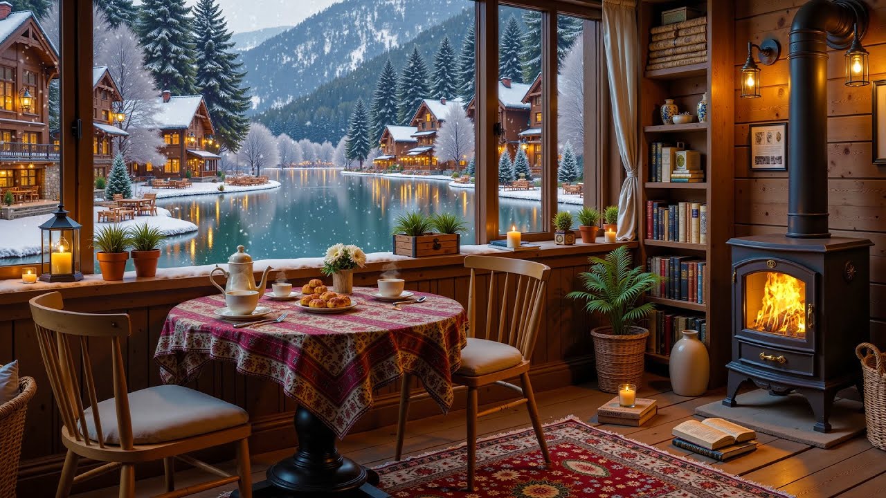 Great Jazz Music for January ~ Cozy Atmosphere in The Coffee Shop With Jazz Music, Snow and Relax