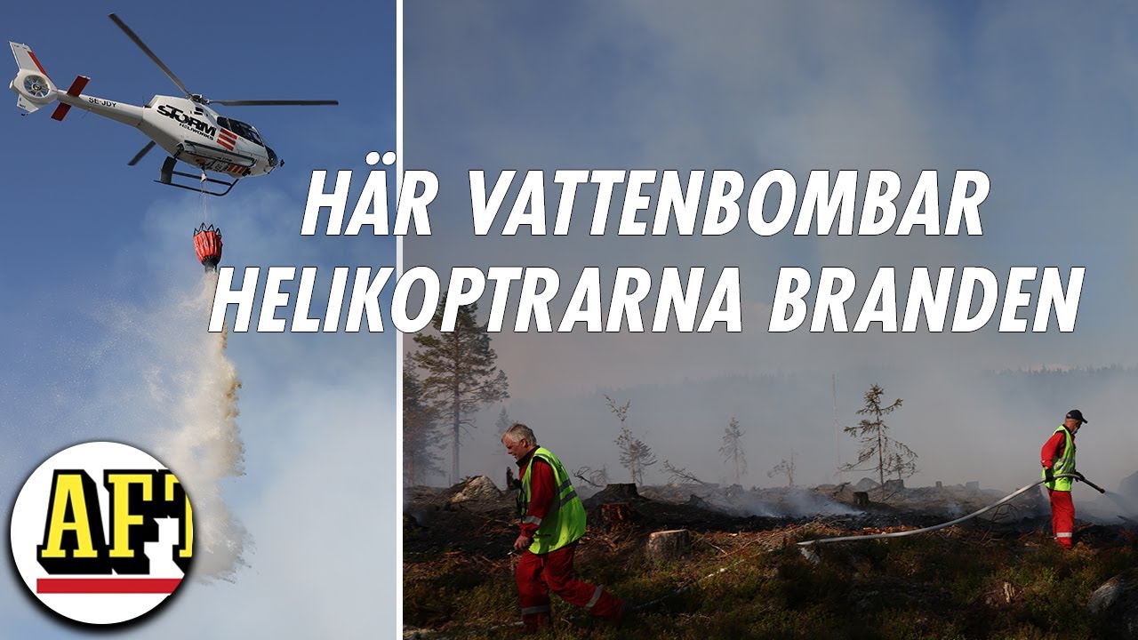 Skogsbr&auml;nder utanf&ouml;r &Ouml;rnsk&ouml;ldsvik &ndash; helikoptrar vattenbombar