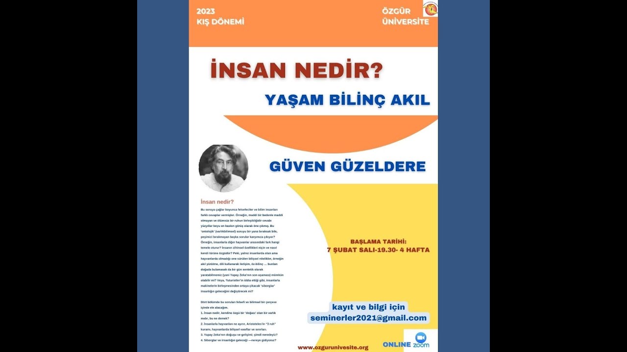 Güven Güzeldere - İnsan Nedir? Yaşam, Bilinç, Akıl - 3. Hafta