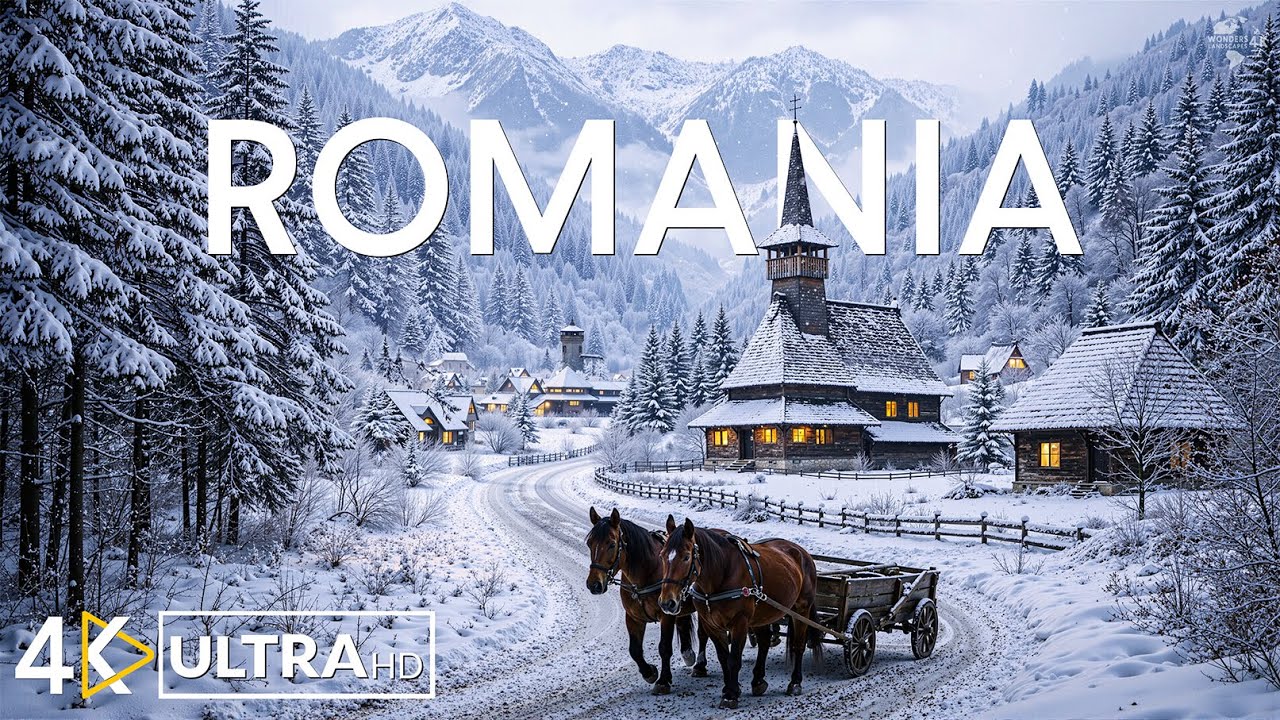 Румыния Зима 4K ❄ Сказочные замки и кинематографичные карпатские пейзажи | Зимняя сказка