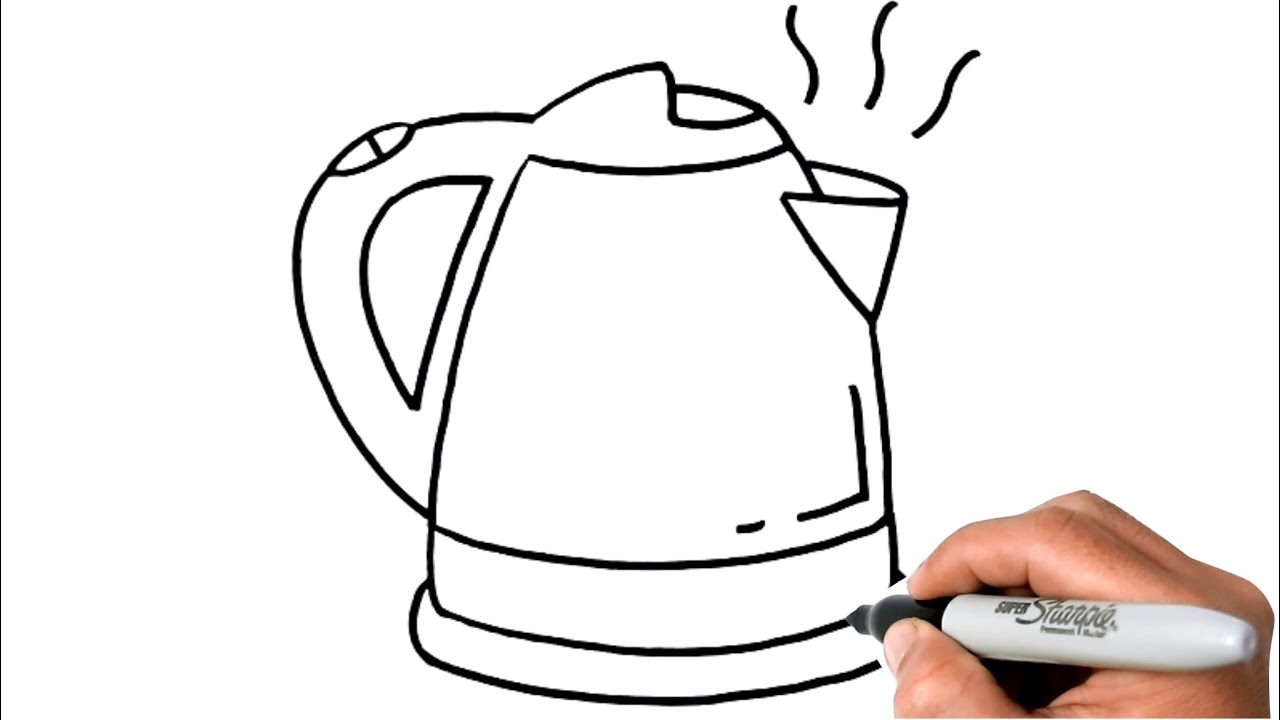 How to DRAW AN ELECTRIC KETTLE EASY Step by Step