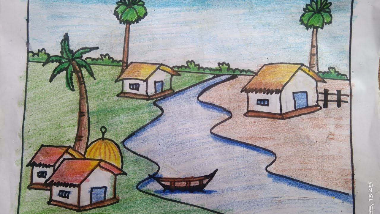 How to draw scenery /landscape scenery #viral  