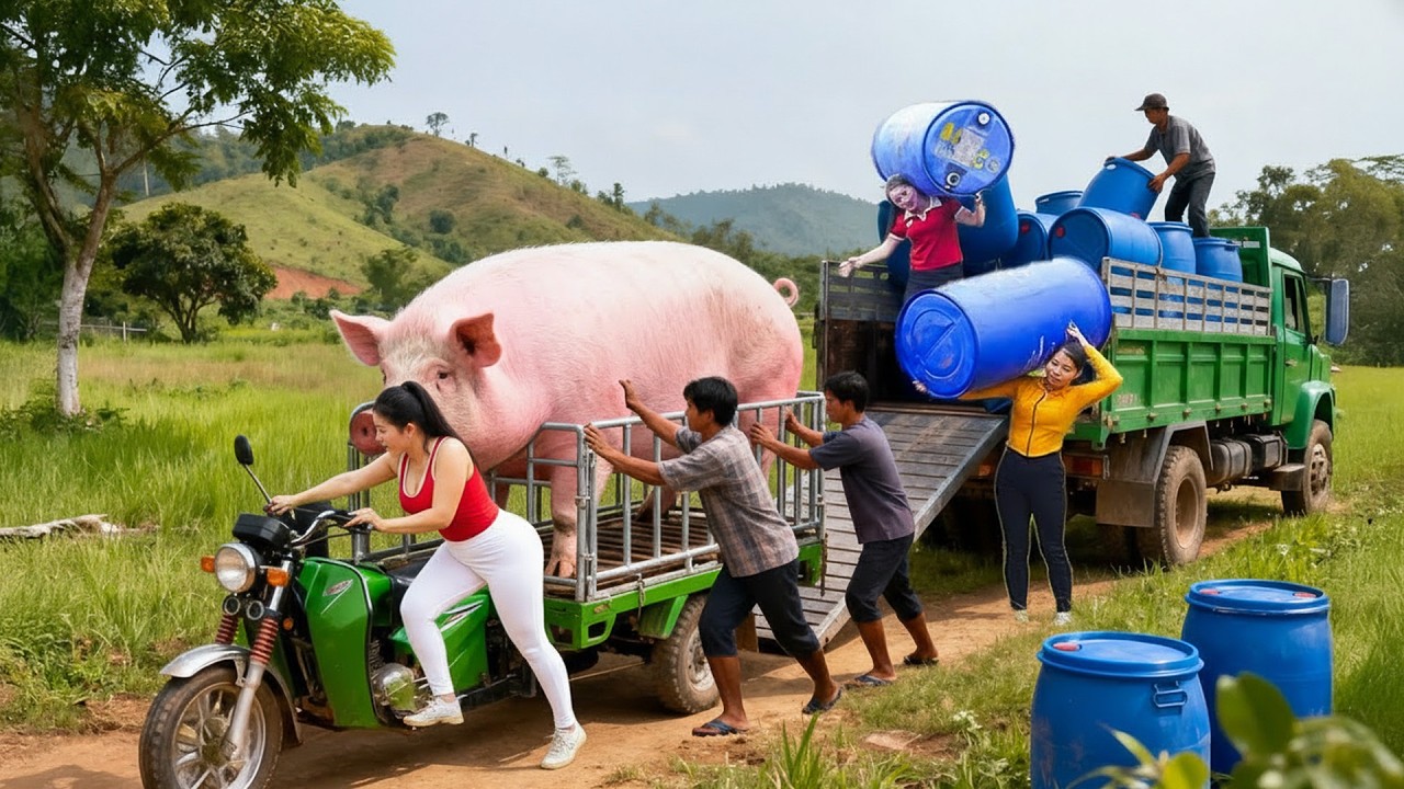 Unbelievable! Buying a 200kg Pig, Horse Cart Transport to Market & Buying Chicks to Raise