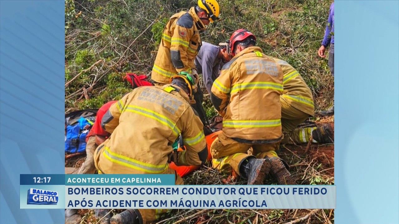 Capelinha: Bombeiros socorrem ferido em acidente com máquina.