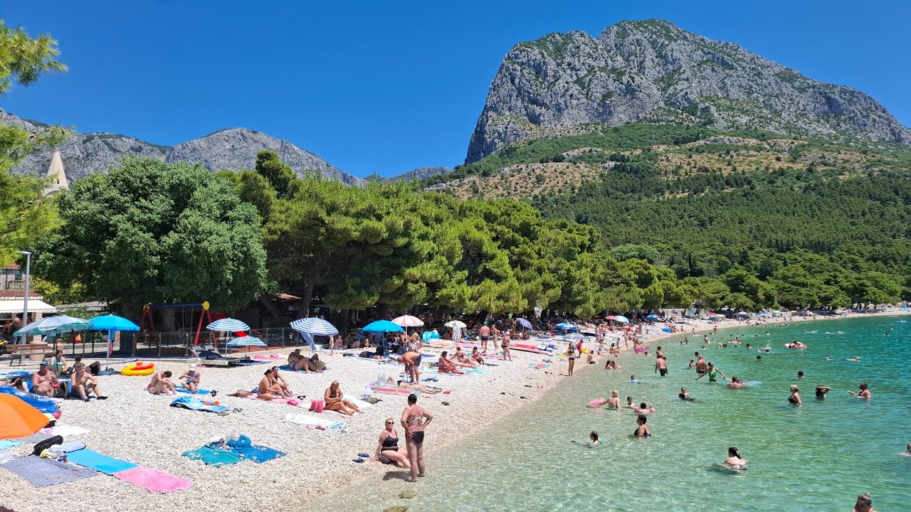 Zaostrog,  Croatia.  Plaža (beach) i Samostan