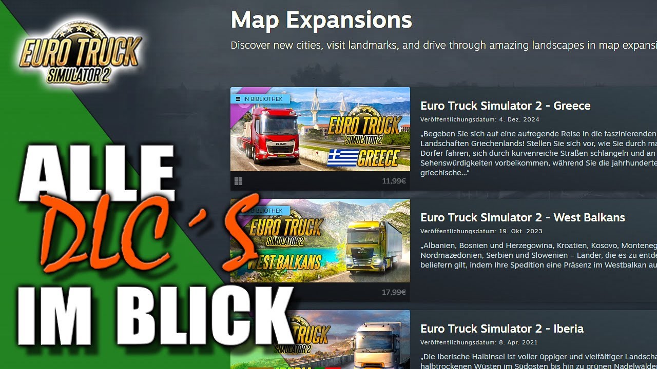 Alle ETS2 MAP-DLCs im &Uuml;berblick 2025 🚚 Euro Truck Simulator 2 Map-Erweiterungen erkl&auml;rt