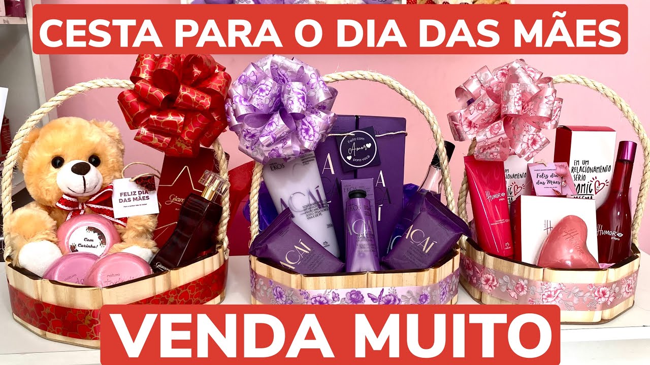 CESTAS PARA O DIA DAS MÃES - COM PERFUME E PELÚCIA