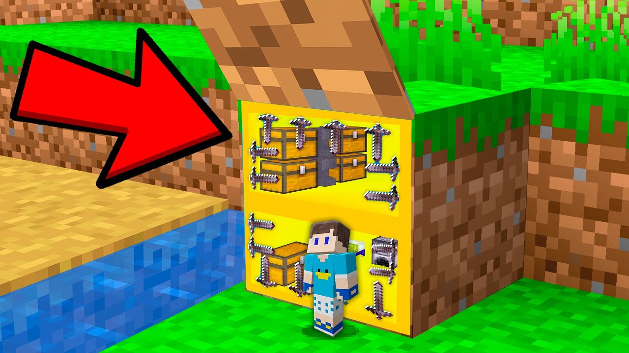 CONSTRUI uma CASA DENTRO do BLOCO no MINECRAFT