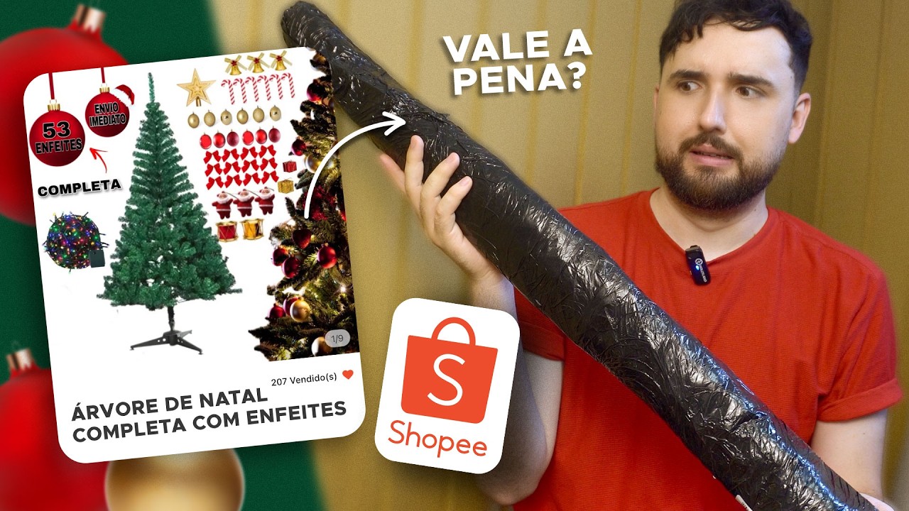 😱 COMPREI UMA ÁRVORE DE NATAL NA SHOPEE | Árvore de Natal Completa com Enfeites | Vale a Pena?
