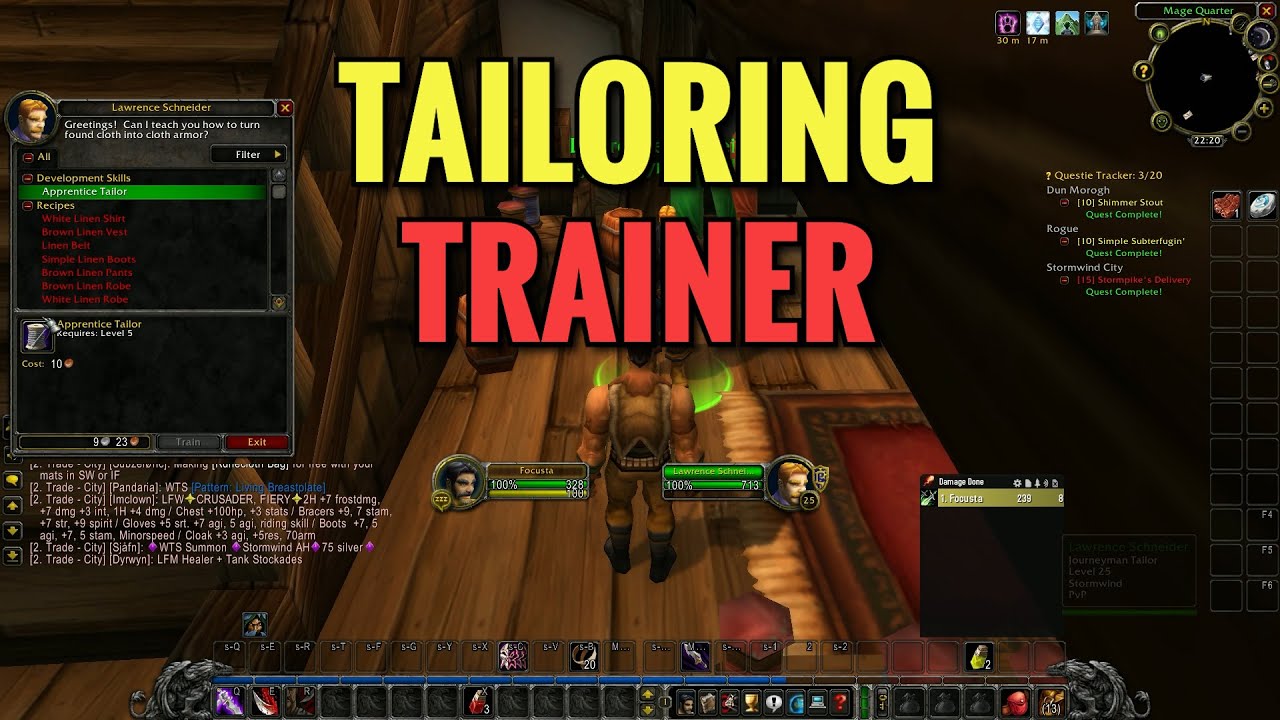 Stormwind Tailoring Trainer Location (WoW Classic)