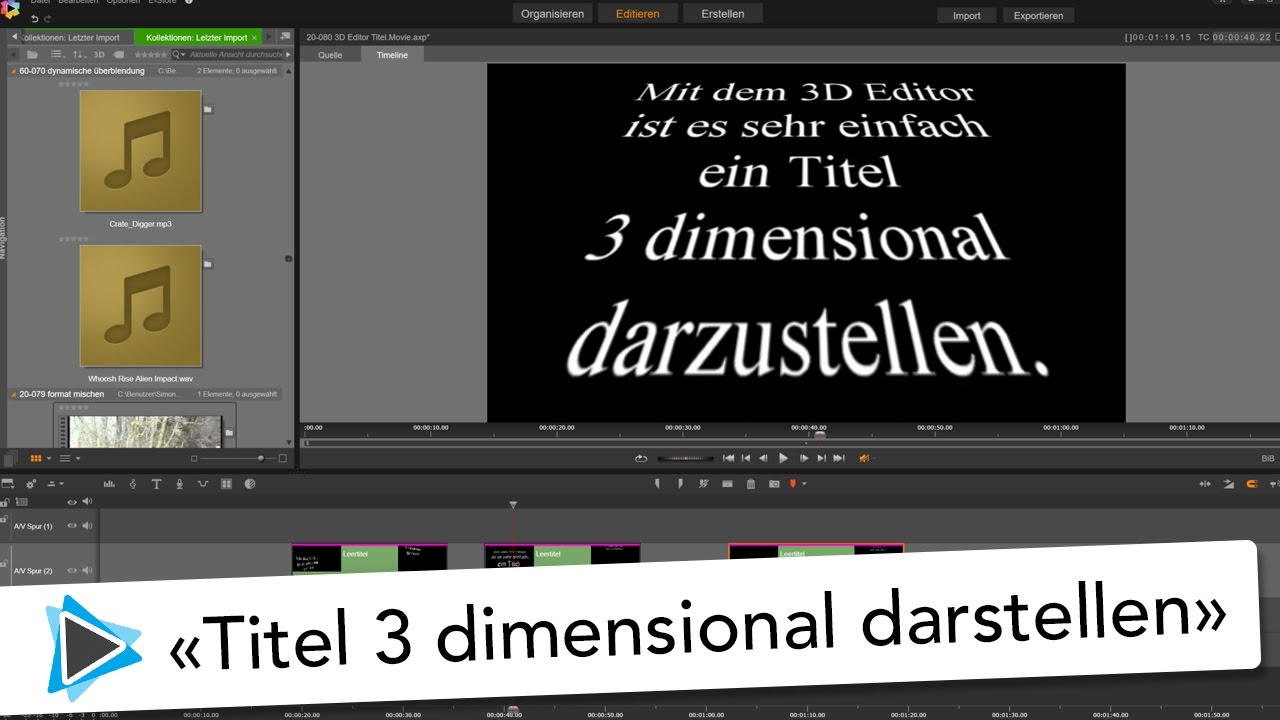 3D Editor Titel animation Pinnacle Studio 20 Deutsch Video Tutorial Star Wars Titel