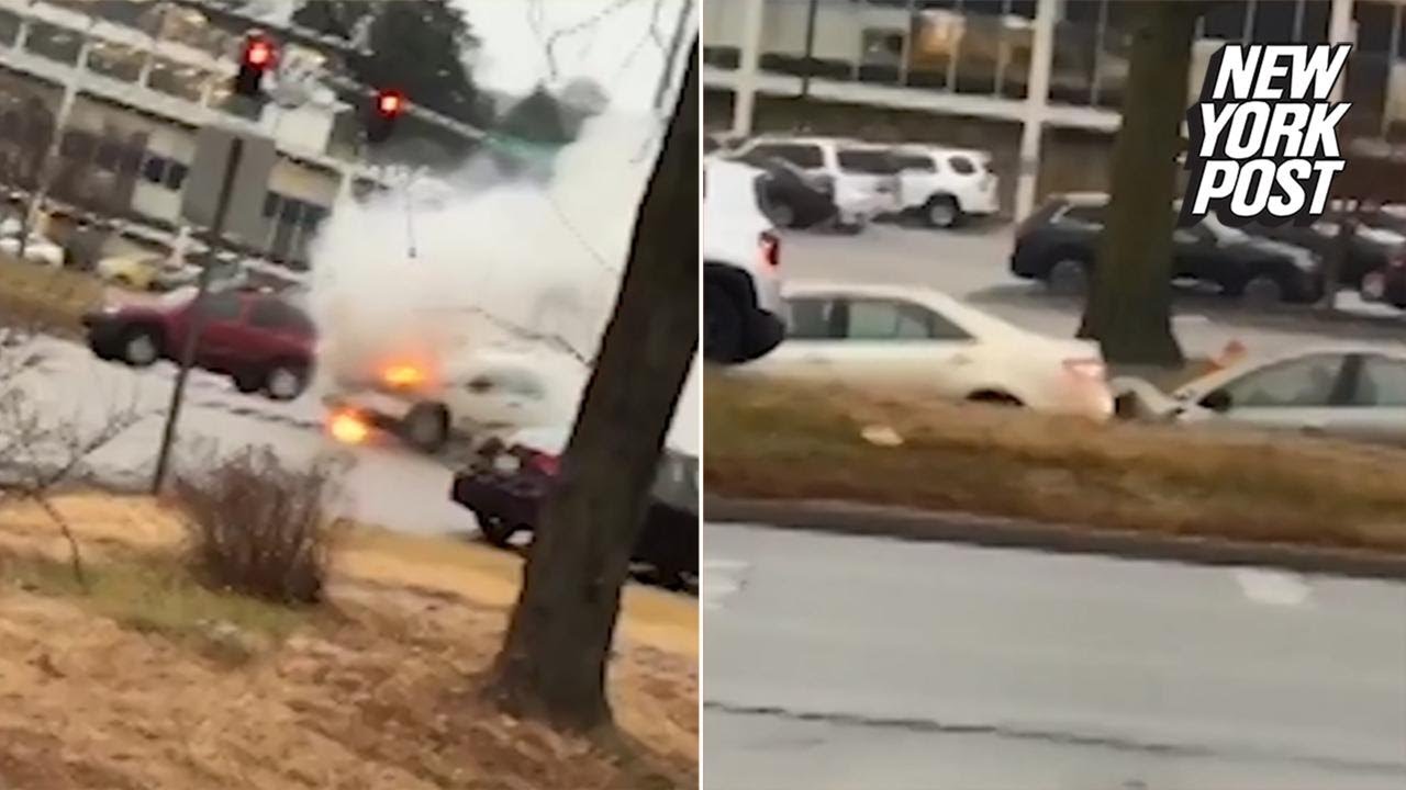 Truck fire observer accidentally films dramatic car collision | New York Post