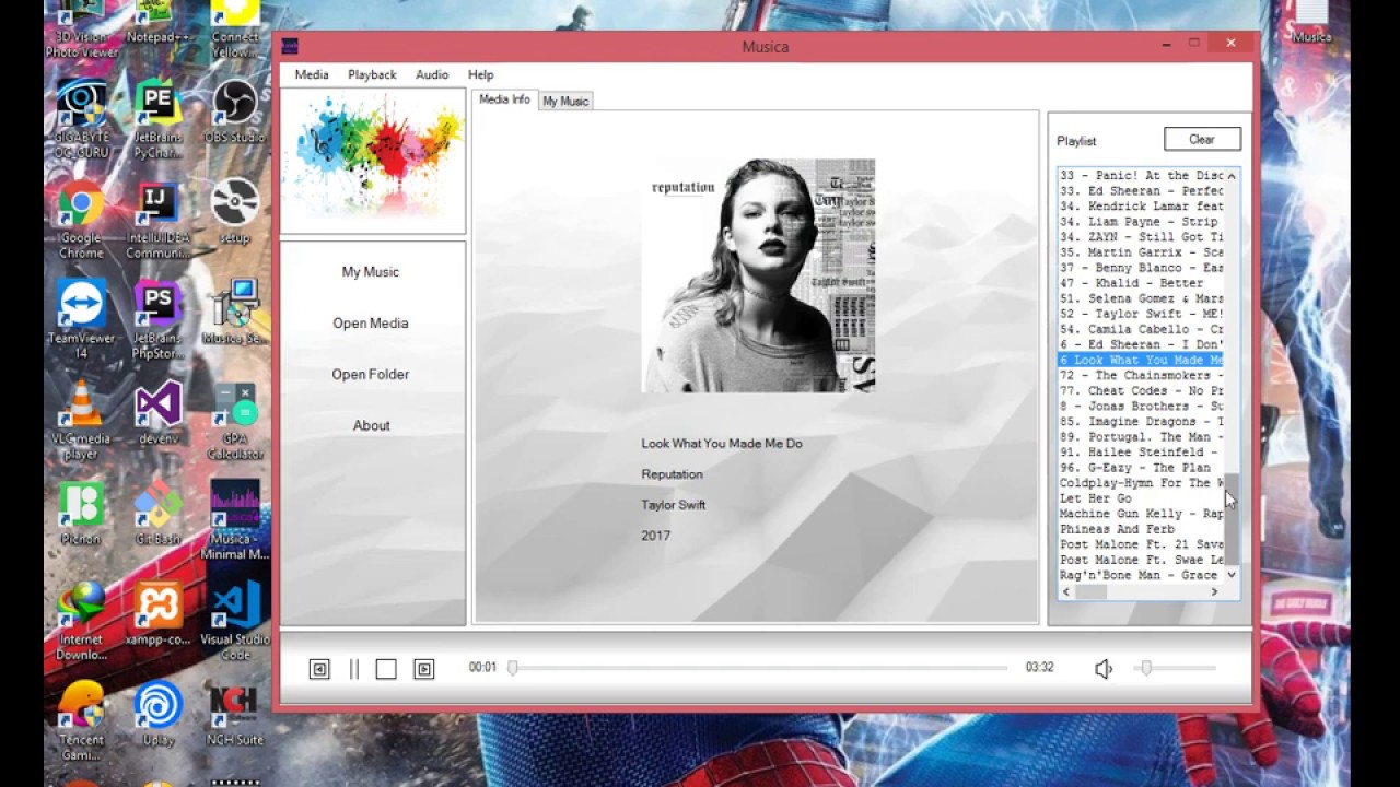 MUSICA - Minimal Music Player C#  NET