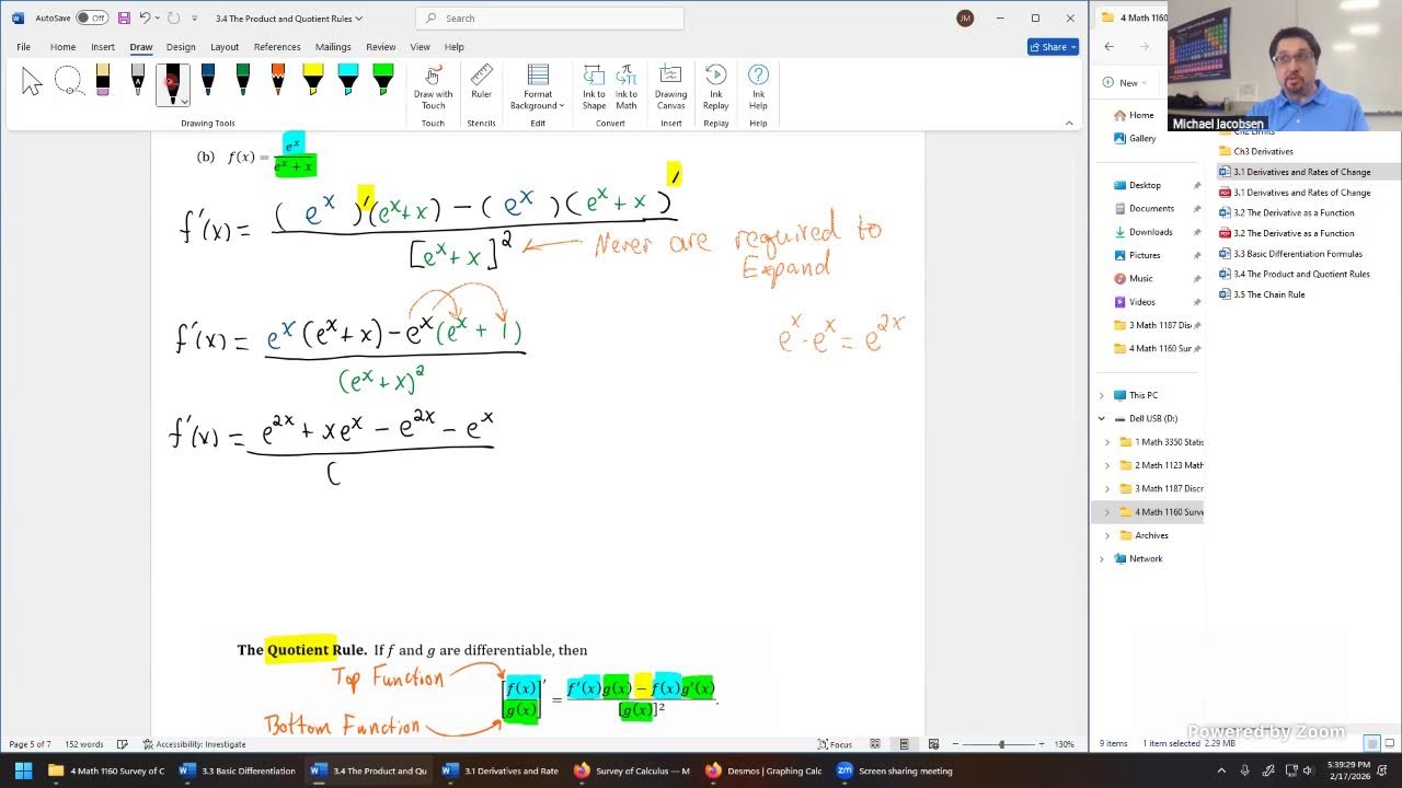 Math 1160 - 17 February 2026 - Sections 3.3, 3.4