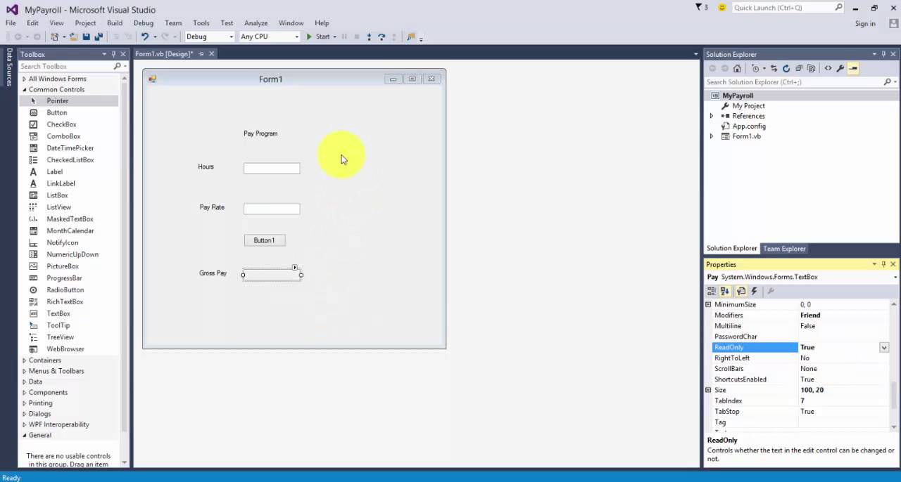 Visual Basic Intro - Payroll Program - Part 1 of 2