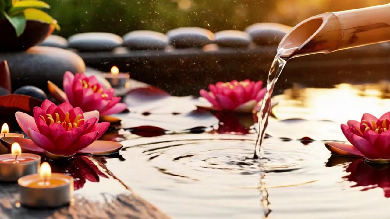 Bamboo Water Sound + Relaxing Music 🌿 Relieve Stress, Anxiety, and Depression, Heal Your Mind & Body