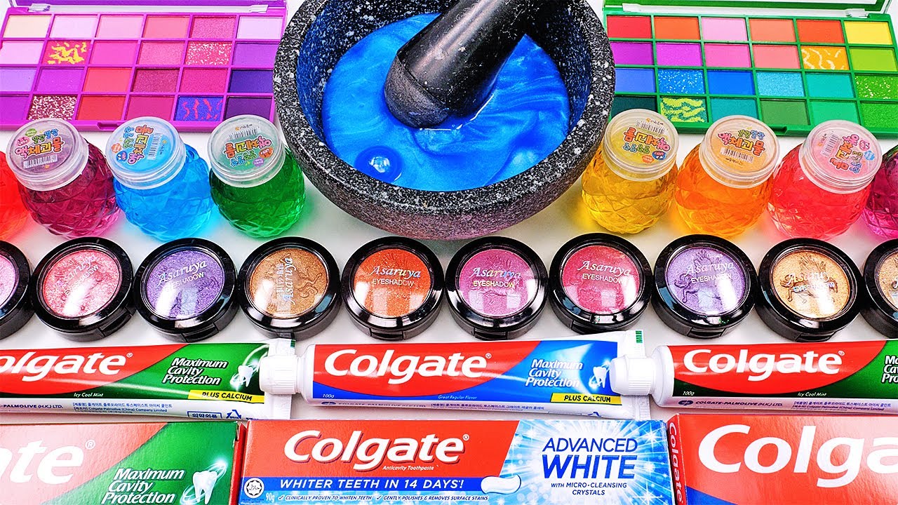 Satisfying ASMR Video & Slime Fun : How to Make Rainbow Toothpaste Eyeshadow Makeup Slime #GoGoSlime