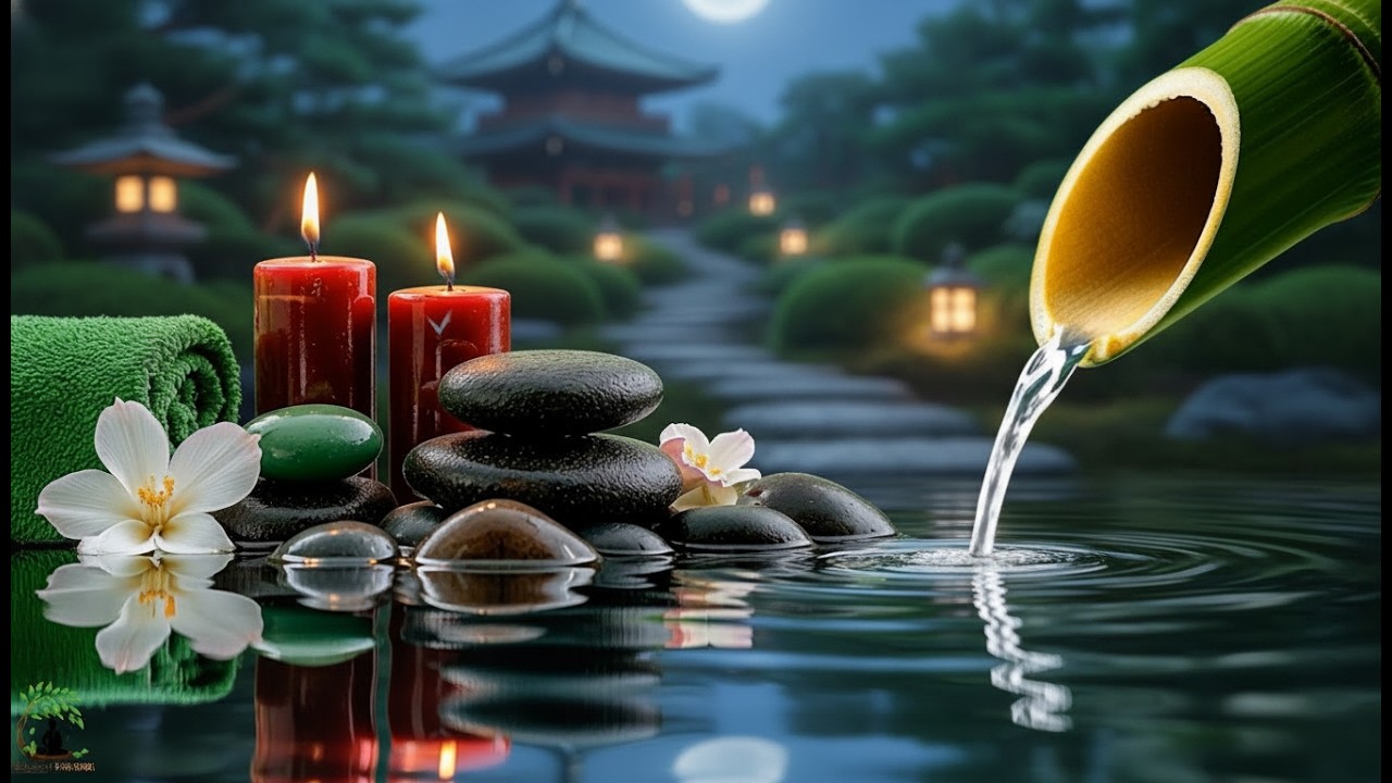 Soothing Spa Piano Music 🌿 Relaxing Sleep Music & Nature Sounds, Bamboo Fountain Calm Deep Relaxatio