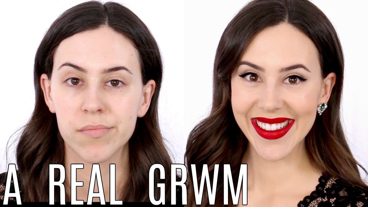 GRWM Office Holiday Party || Easy Classic Red Lip Drugstore Makeup Tutorial 2017