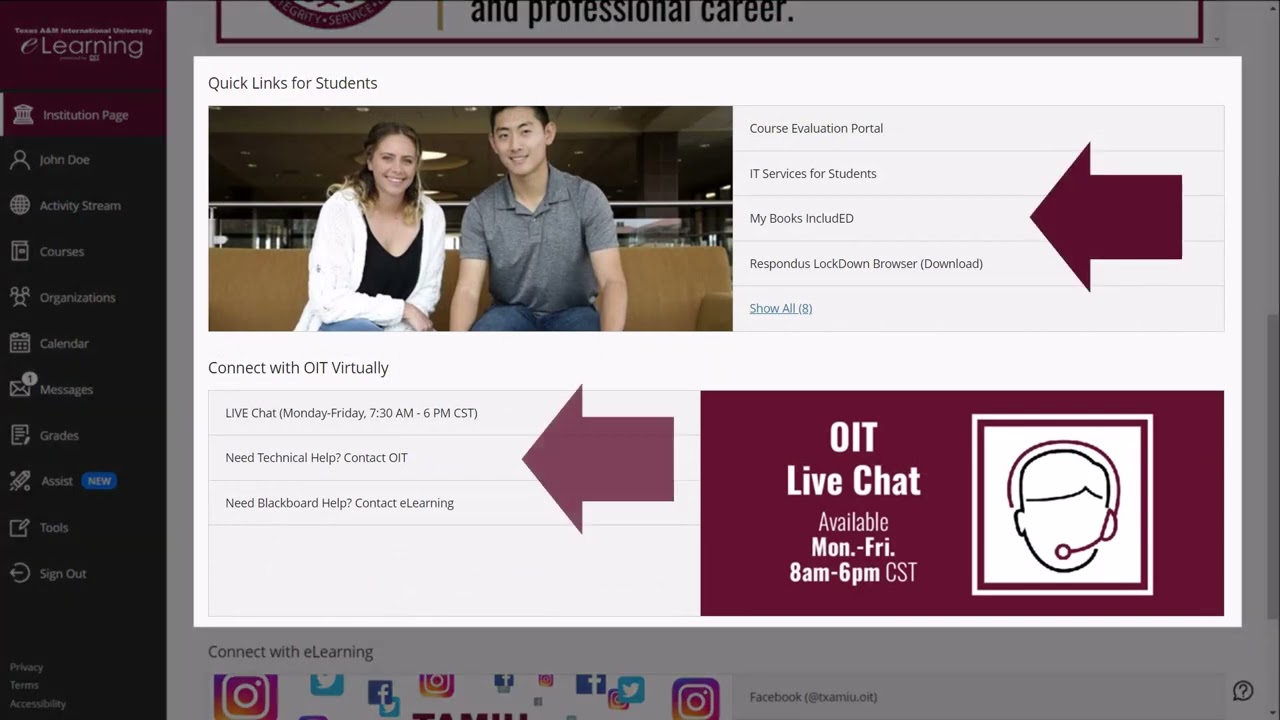 TAMIU Blackboard Base Navigation Student Orientation