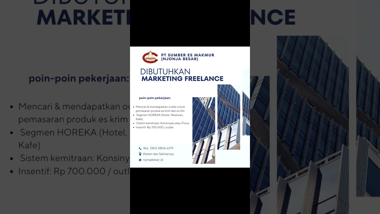 loker MARKETING FREELANCE – PT SUMBER ES MAKMUR (NJONJA