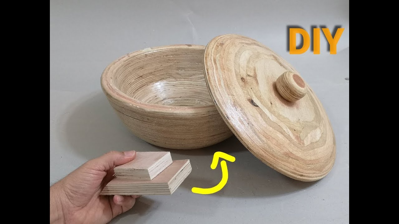اناء من الخشب  _ خشب الكنتر . DIY