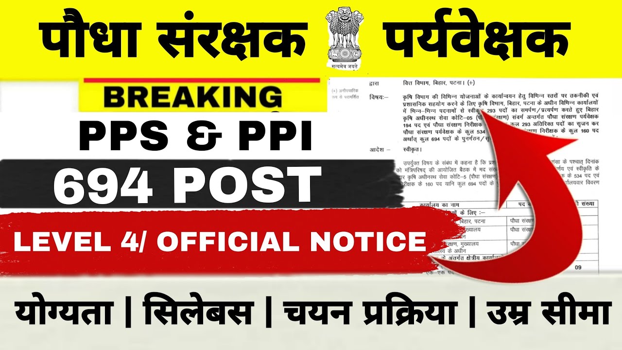 BIHAR PLANT PROTECTION SUPERVISOR || 694 POST || ELIGIBILITY || SYLLABUS 📕 || AGE LIMIT