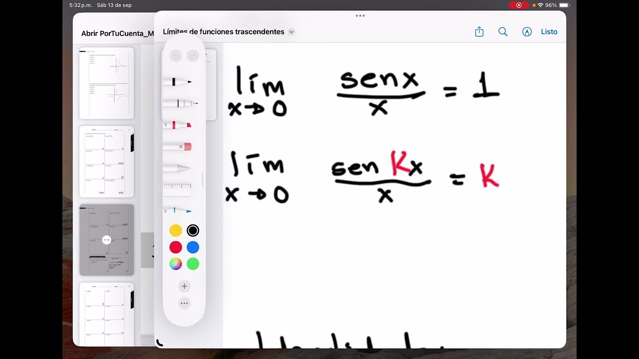 L&iacute;mites de funciones trascendentes (trigonom&eacute;tricas y exponenciales)